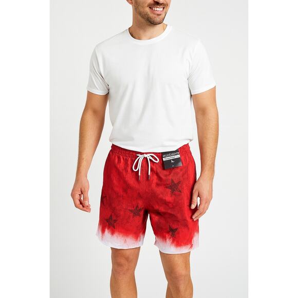 Surf & Swim Co. Men’s Red Star Print Swim Trunks – Size Large - Picture 1 of 6